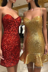 Glitter Gold Sequins Sweetheart Mini Homecoming Dress